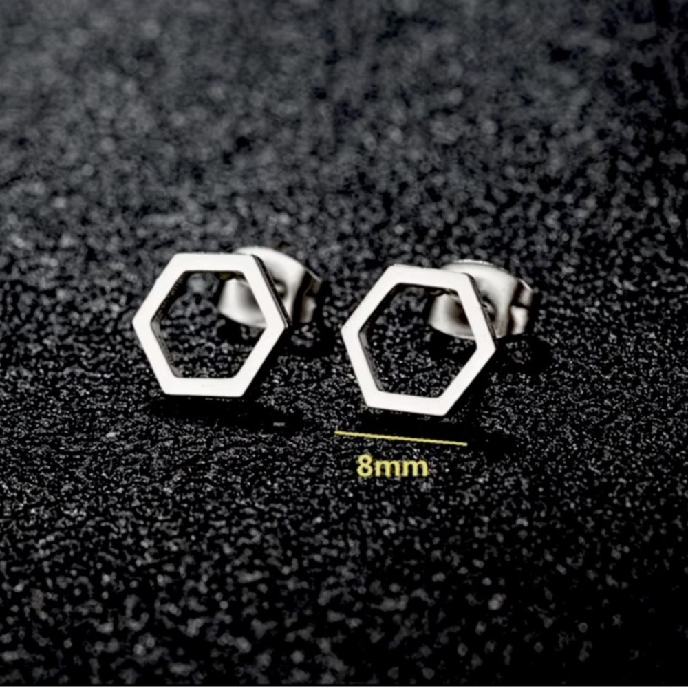NEW Dainty Hexagon stud Earrings in Rose Gold color - Boutique - Picture 3 of 7